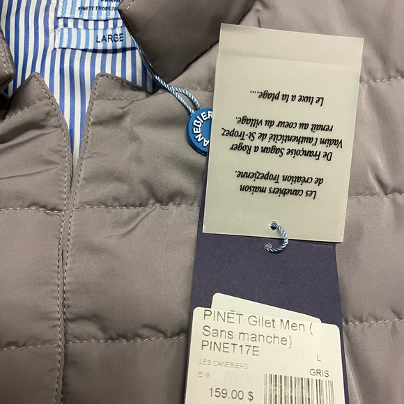 New Arrival! NWT 🇫🇷 Les Canebiers Grey Puffer Vest with Collar - Picture 5 of 10